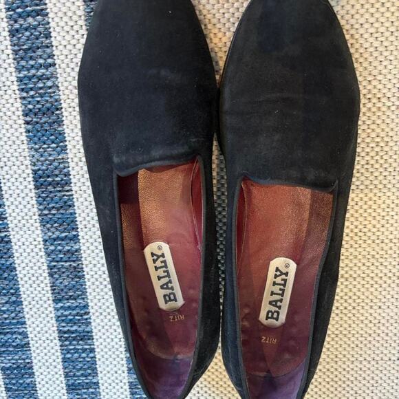 Bally black velvet tuxedo loafers SZ 10